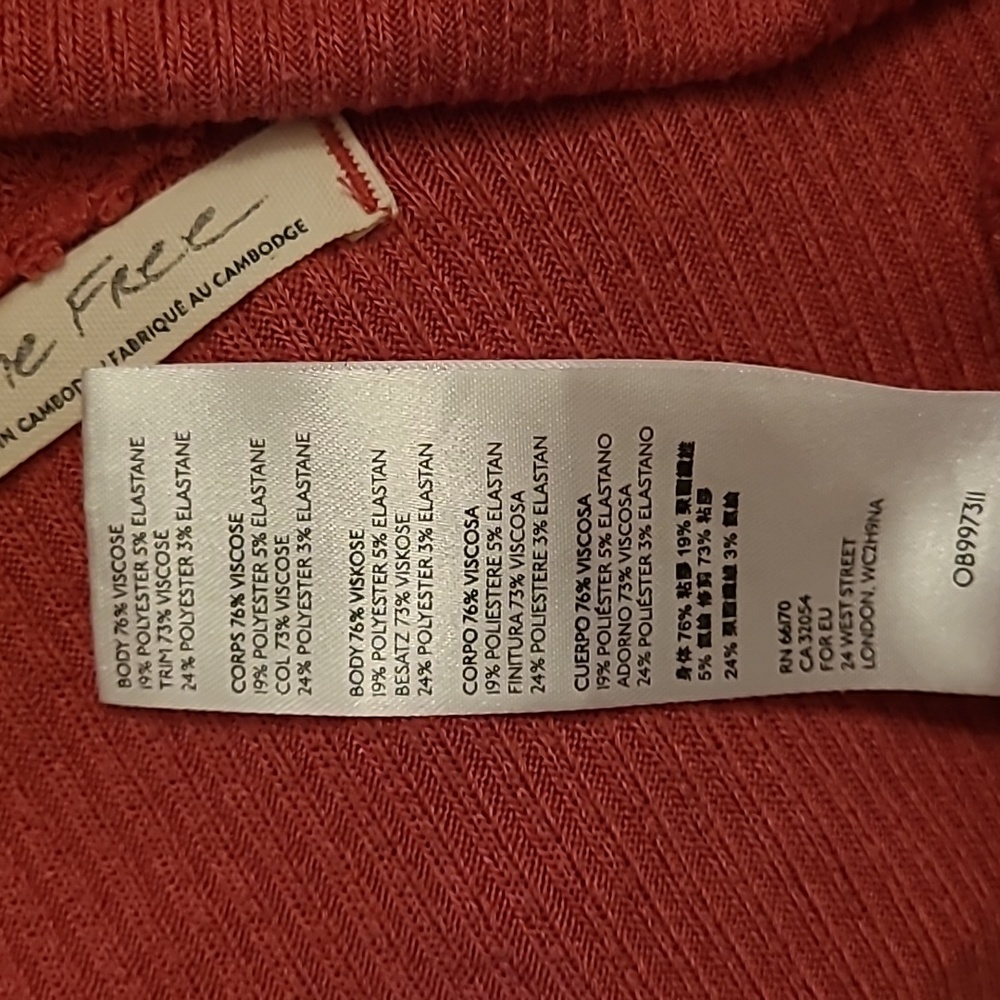 We The Free | Free People Flor De Mayo Tank Top Red Orange Scoop Neck Size S/M - Picture 8 of 9